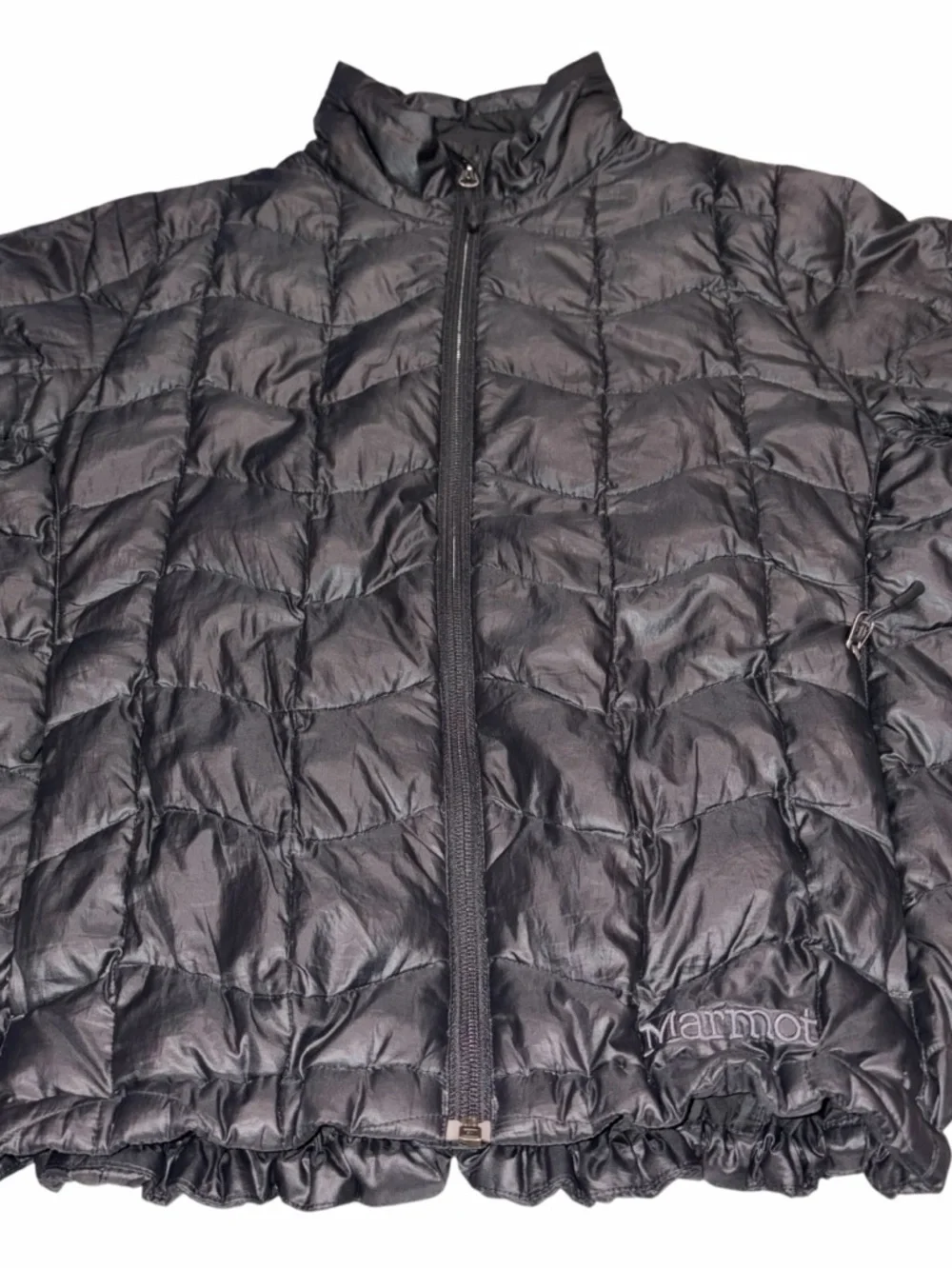 Marmot Black Quilted 800 Fill Goose Down Puffer Jacket Coat size Medium